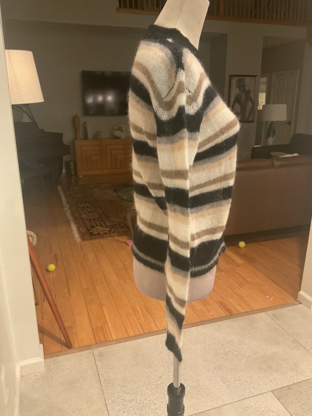 One Grey Day Alpaca/Merino Wool Striped Sweater - Picture 4 of 10